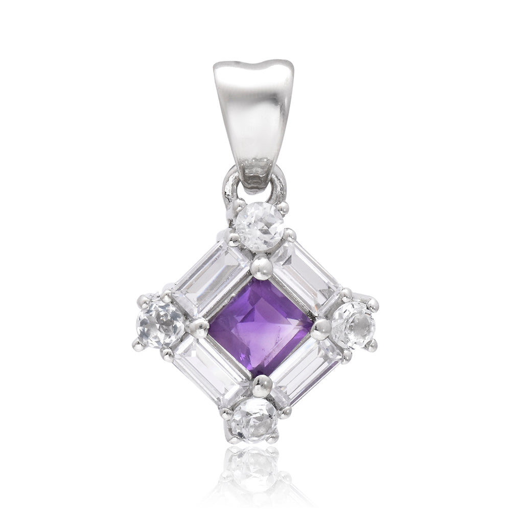 Strieborný Prívesok s Marockým Ametystom a Bielym Topásom