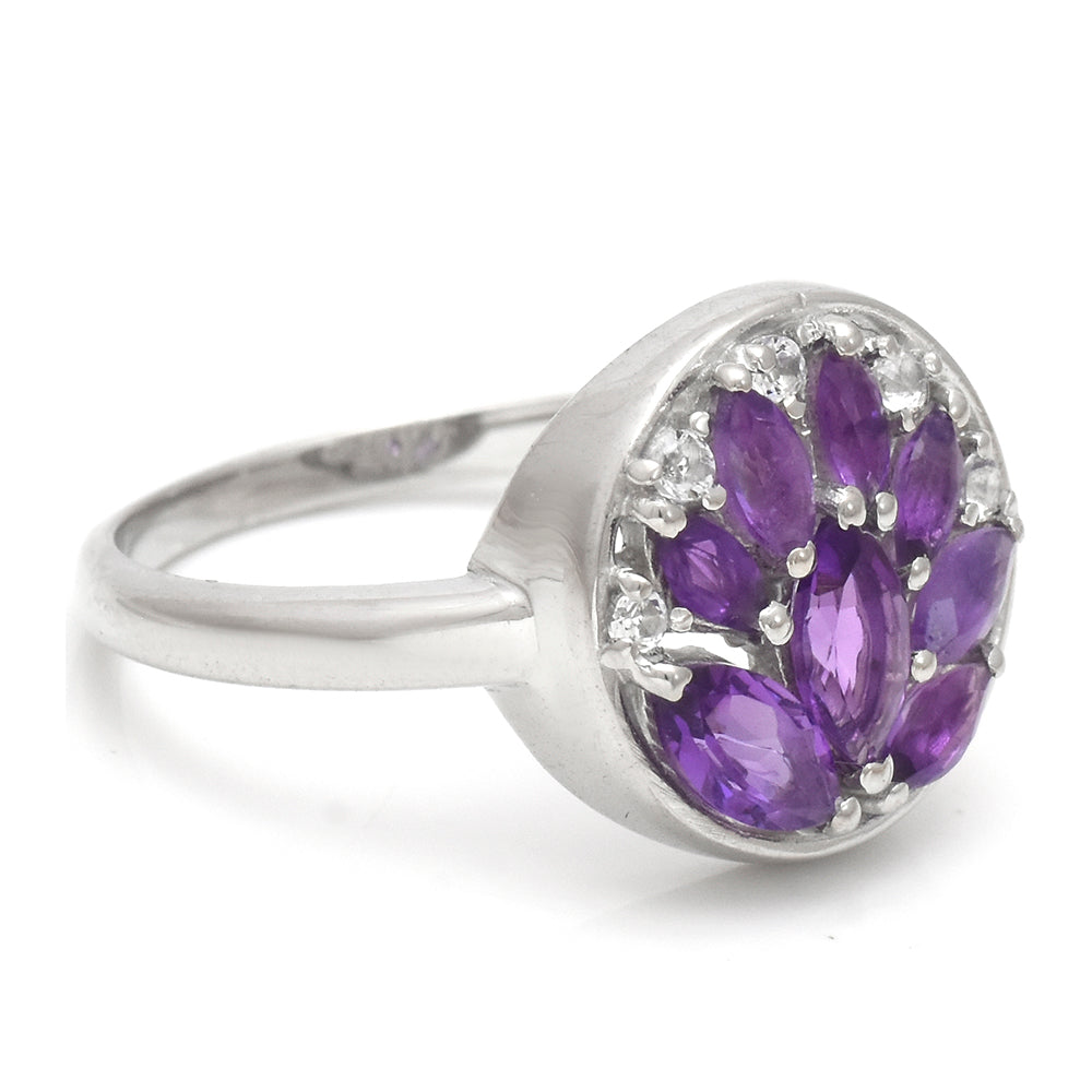 Strieborný Prsteň s Marockým Ametystom a Bielym Topásom