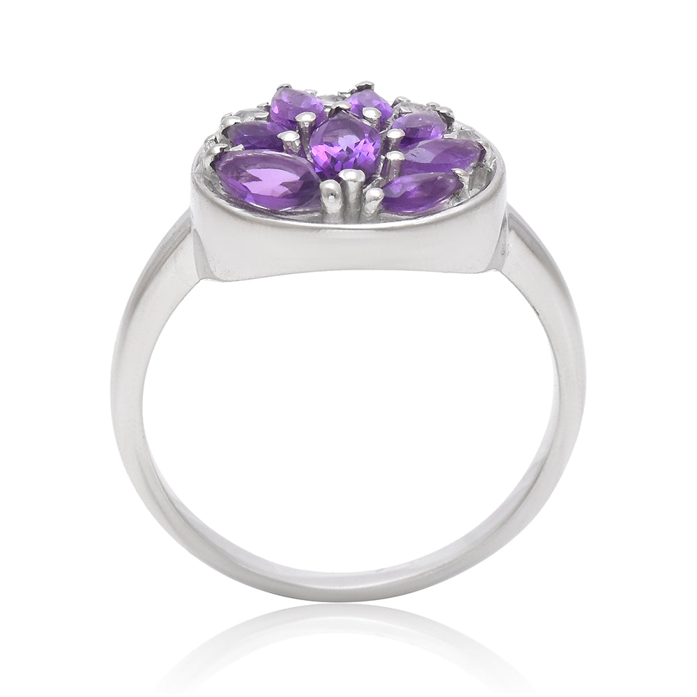 Strieborný Prsteň s Marockým Ametystom a Bielym Topásom 4 