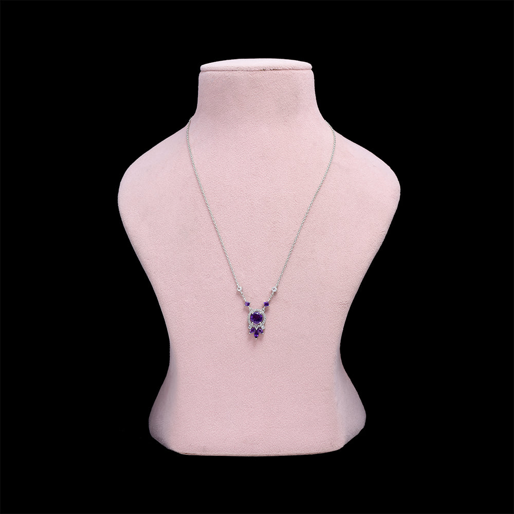 Strieborný Náhrdelník s Marockým Ametystom a Bielym Topásom 1 