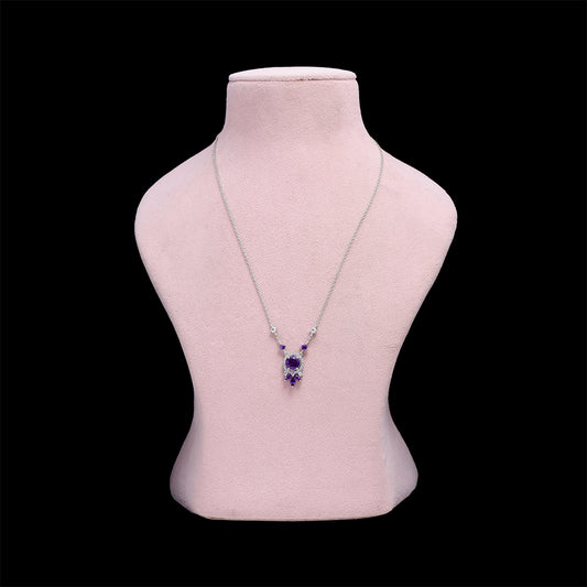 Strieborný Náhrdelník s Marockým Ametystom a Bielym Topásom