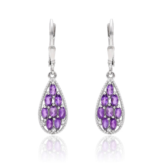 Strieborné Náušnice s Marockým Ametystom a Bielym Topásom