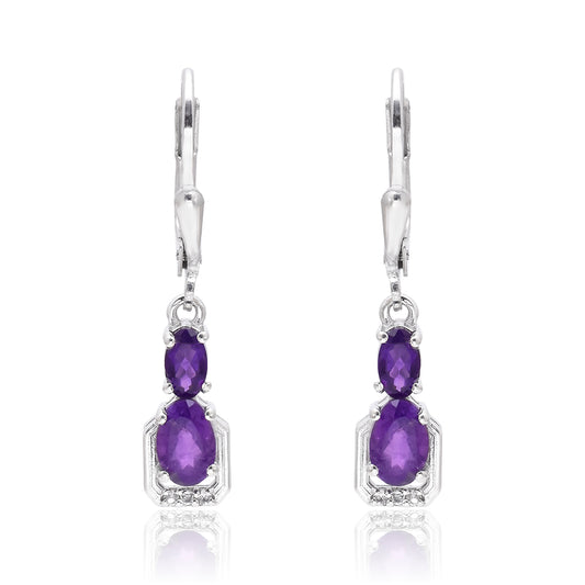 Strieborné Náušnice s Marockým Ametystom