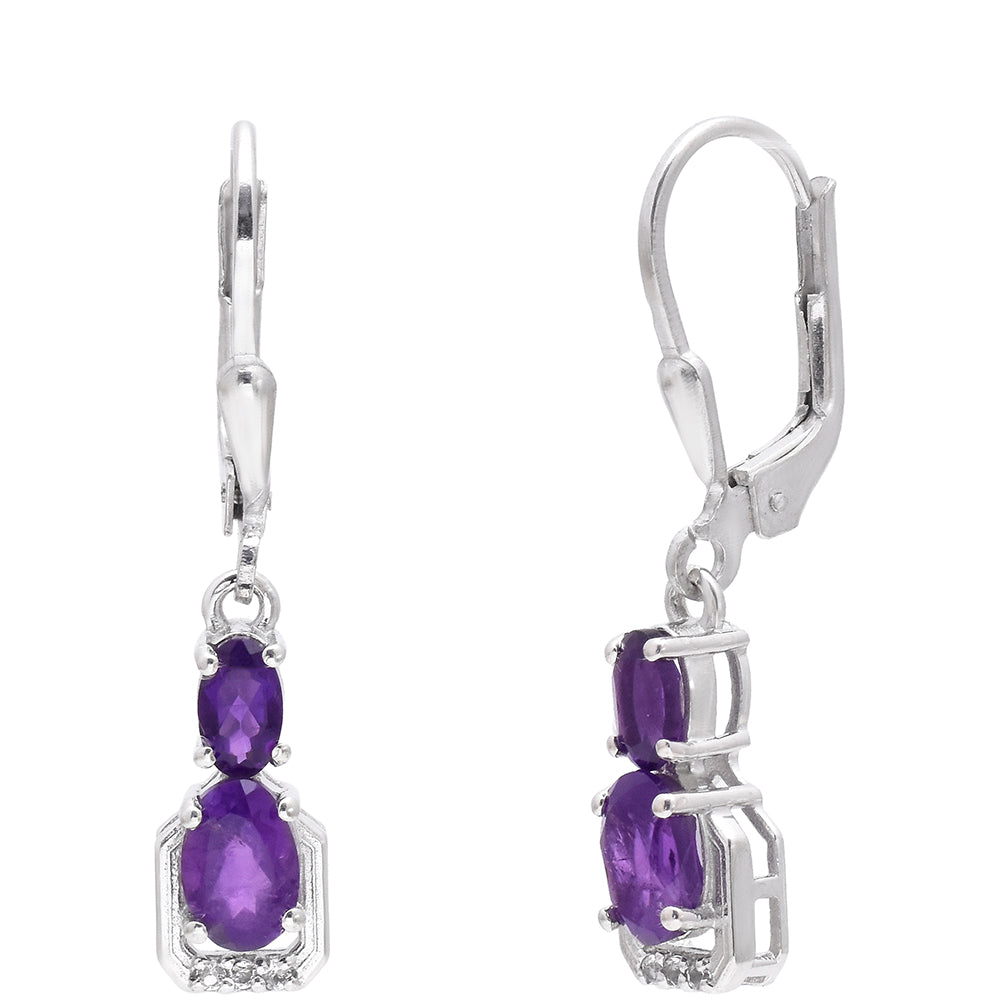 Strieborné Náušnice s Marockým Ametystom