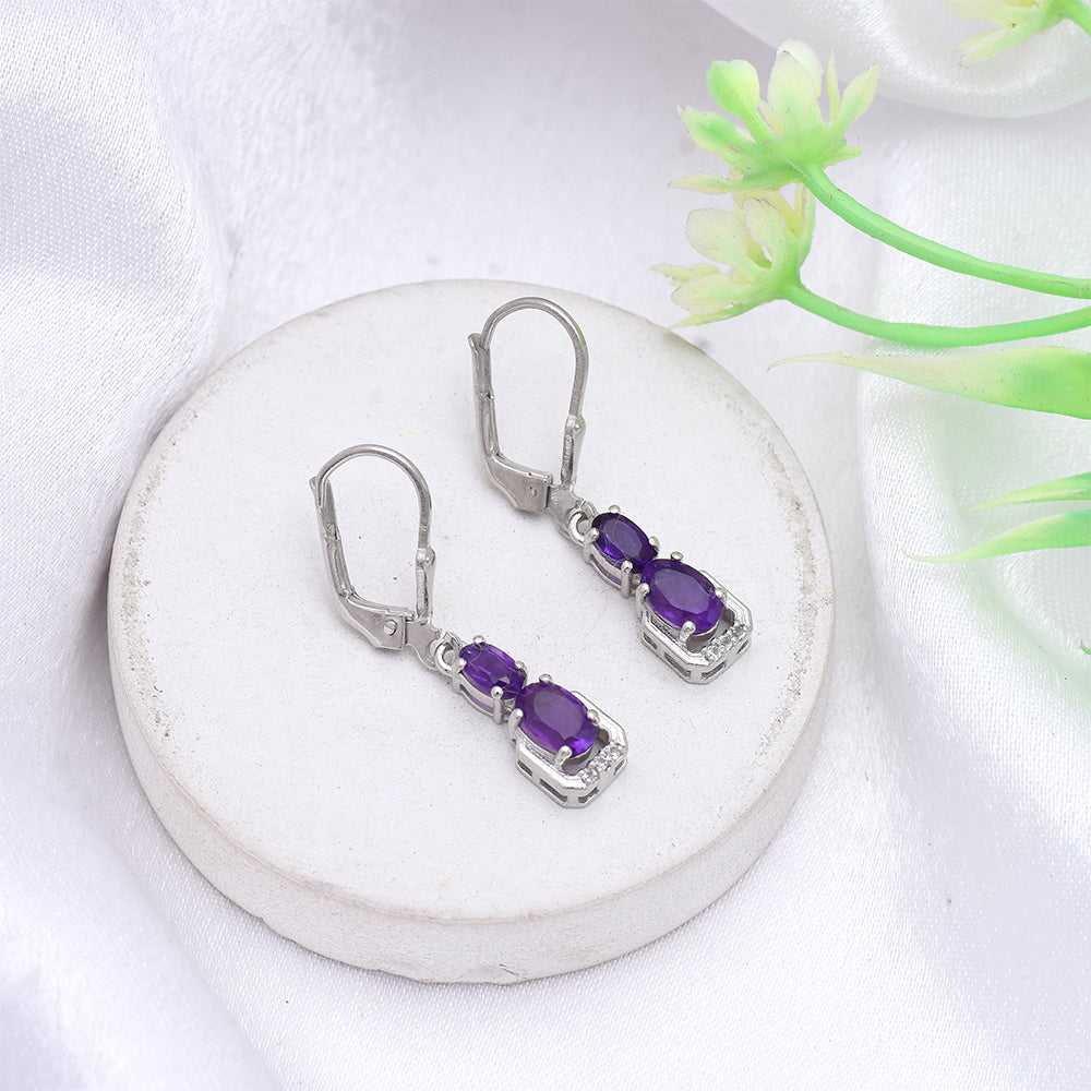 Strieborné Náušnice s Marockým Ametystom 5 