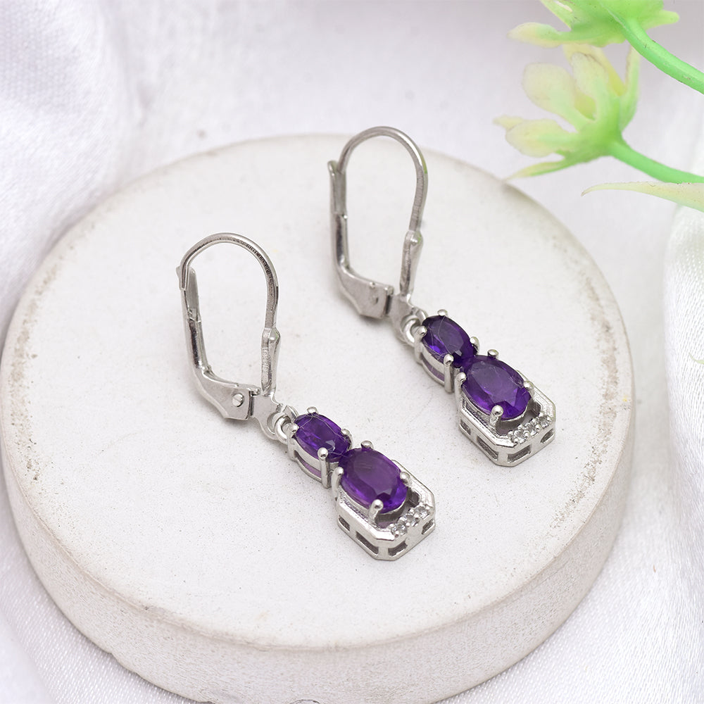 Strieborné Náušnice s Marockým Ametystom 1 