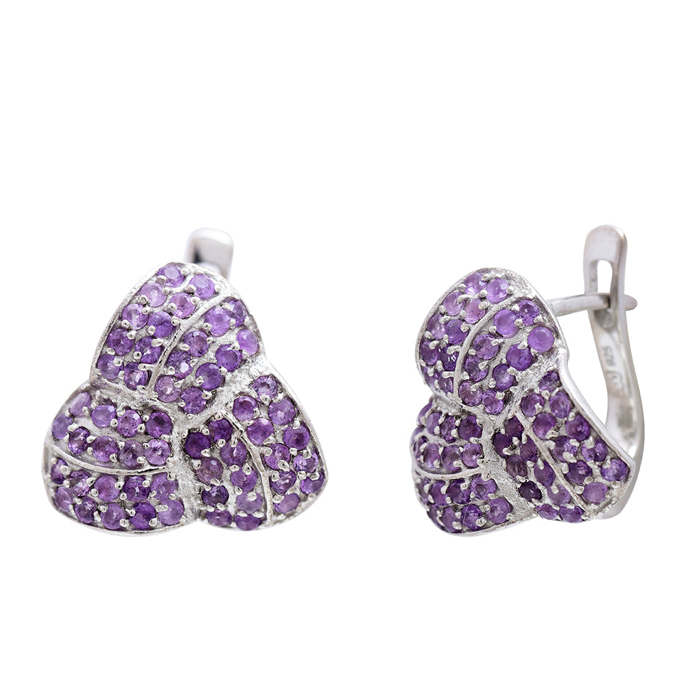 Strieborné Náušnice s Marockým Ametystom 6 