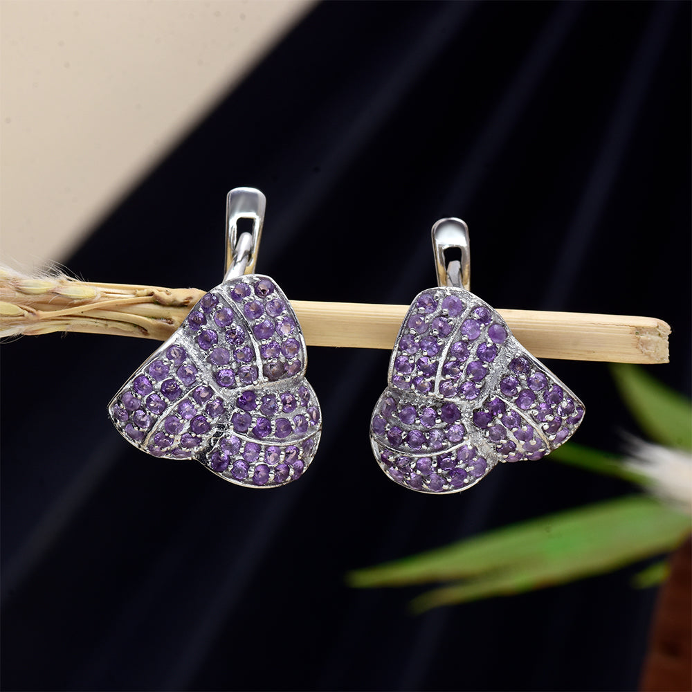 Strieborné Náušnice s Marockým Ametystom 8 