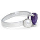 Strieborný Prsteň s Marockým Ametystom a Bielou Sladkovodnou Perlou