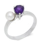 Strieborný Prsteň s Marockým Ametystom a Bielou Sladkovodnou Perlou