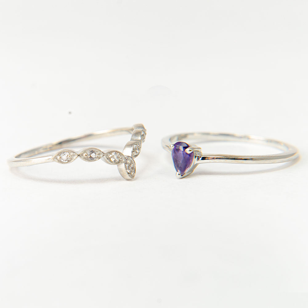 Strieborné Sada s Marockým Ametystom a Bielym Topásom ( Prsteň )