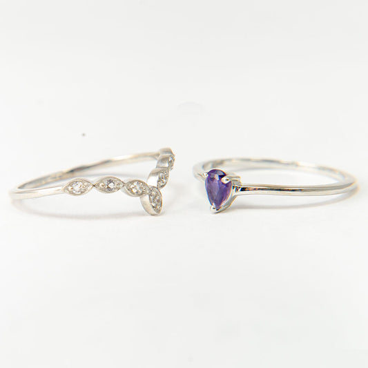 Strieborné Sada s Marockým Ametystom a Bielym Topásom ( Prsteň )