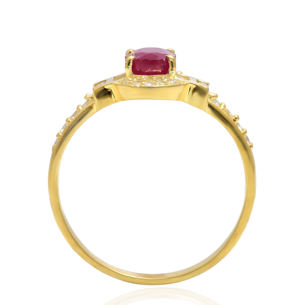 Pozlátený Strieborný Prsteň s Madagaskarským Rubínom a Bielym Topásom 2 