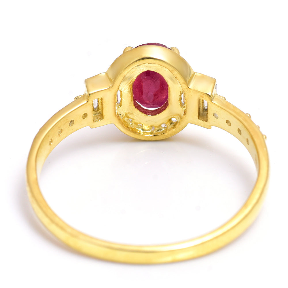 Pozlátený Strieborný Prsteň s Madagaskarským Rubínom a Bielym Topásom 4 