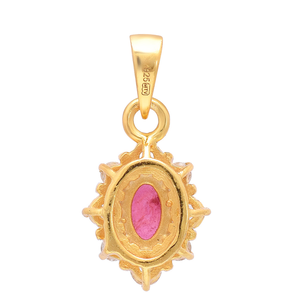 Pozlátený Strieborný Prívesok s Madagaskarským Rubínom a Bielym Topásom 2 