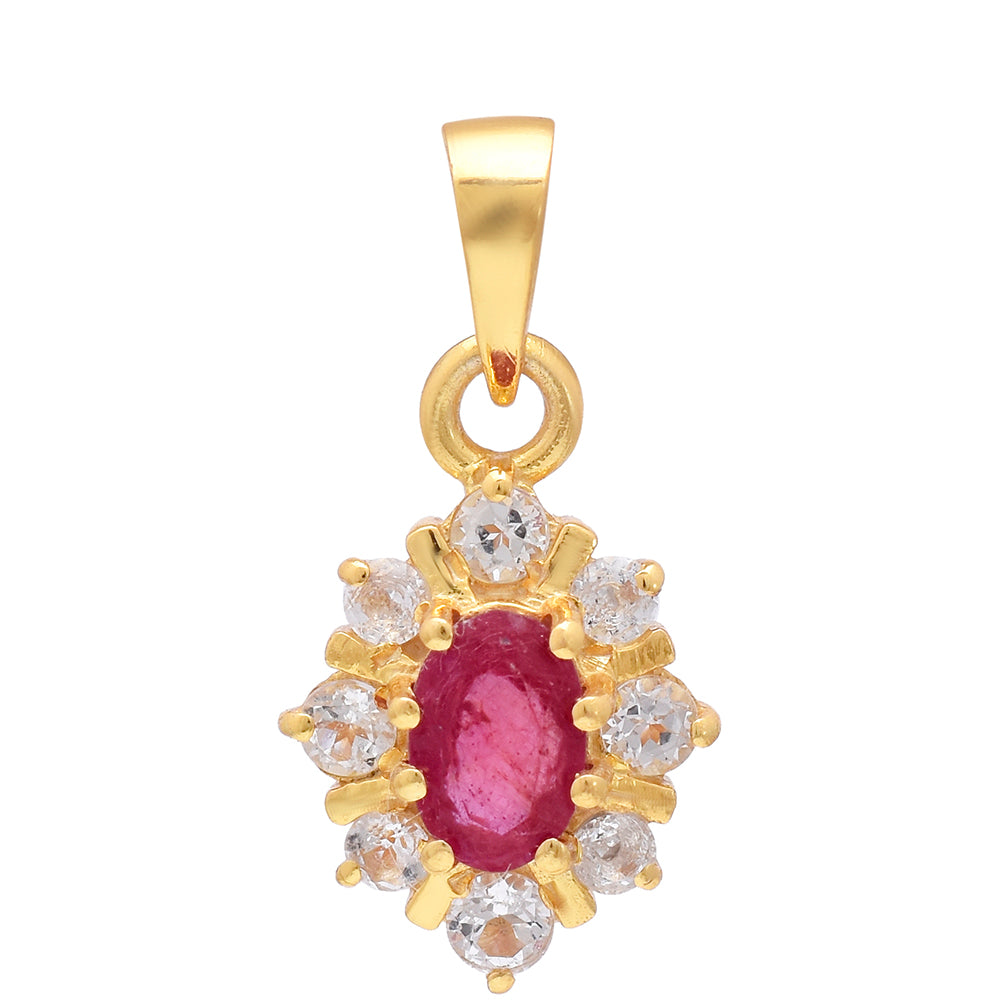 Pozlátený Strieborný Prívesok s Madagaskarským Rubínom a Bielym Topásom 4 