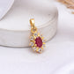 Pozlátený Strieborný Prívesok s Madagaskarským Rubínom a Bielym Topásom