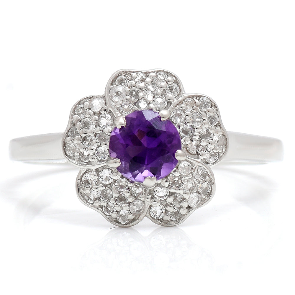 Strieborný Prsteň s Marockým Ametystom a Bielym Topásom