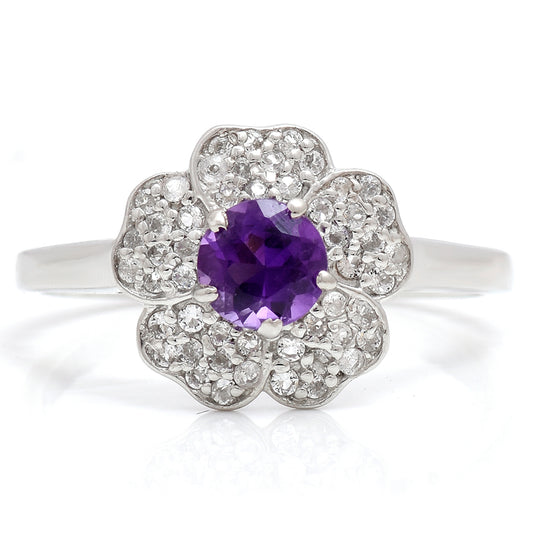 Strieborný Prsteň s Marockým Ametystom a Bielym Topásom