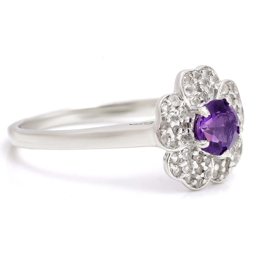 Strieborný Prsteň s Marockým Ametystom a Bielym Topásom