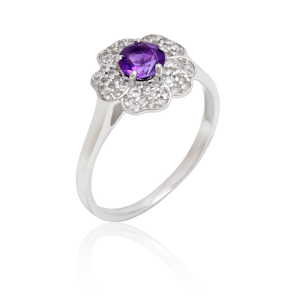 Strieborný Prsteň s Marockým Ametystom a Bielym Topásom