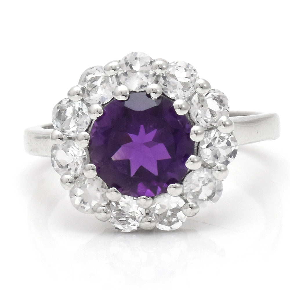 Strieborný Prsteň s Marockým Ametystom a Bielym Topásom 2 