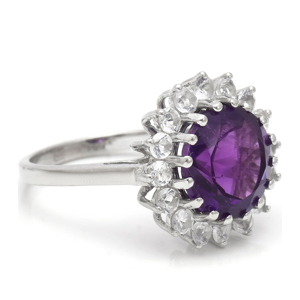 Strieborný Prsteň s Marockým Ametystom a Bielym Topásom