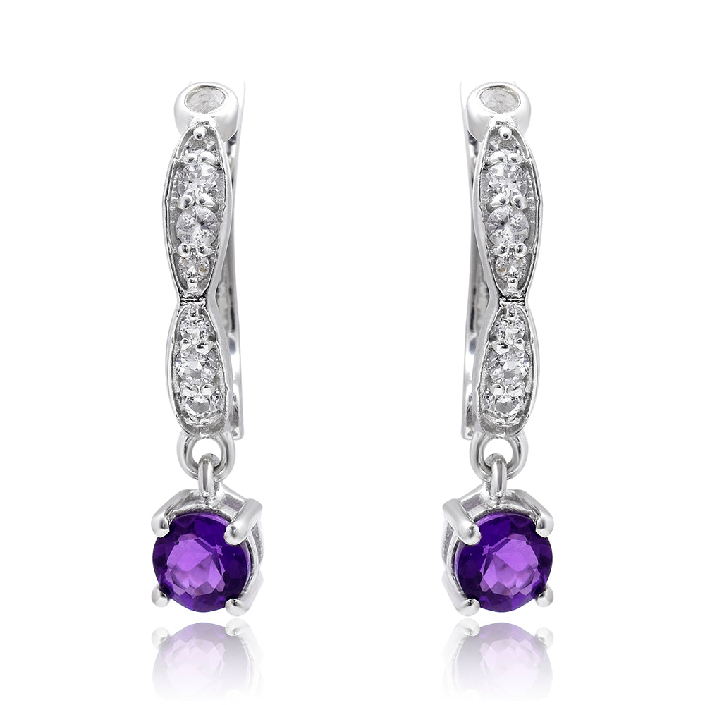 Strieborné Náušnice s Marockým Ametystom a Bielym Topásom 5 