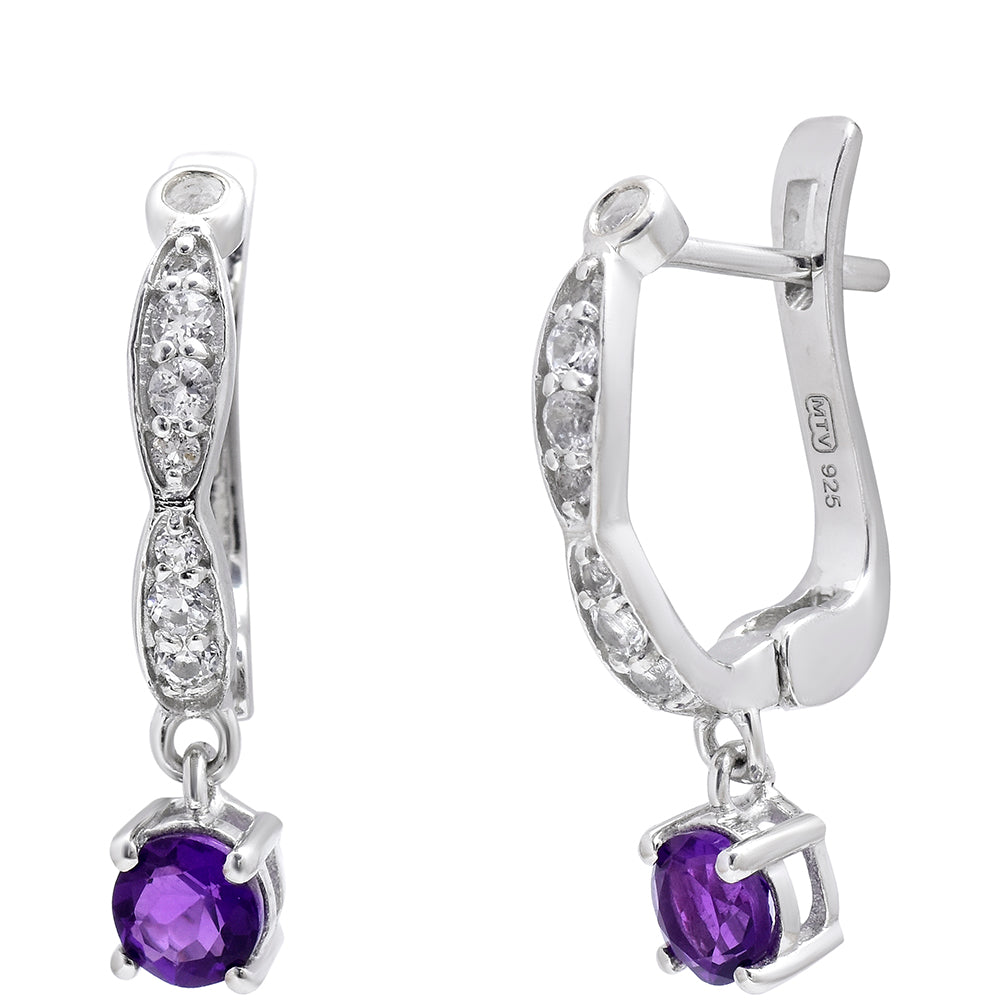Strieborné Náušnice s Marockým Ametystom a Bielym Topásom 4 