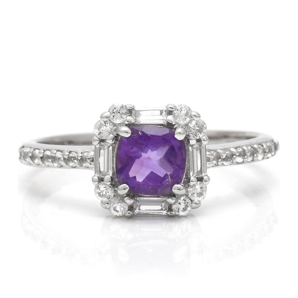 Strieborný Prsteň s Marockým Ametystom a Bielym Topásom