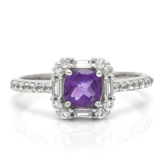 Strieborný Prsteň s Marockým Ametystom a Bielym Topásom