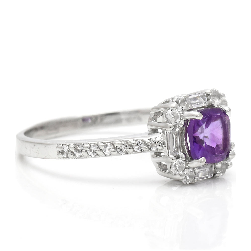Strieborný Prsteň s Marockým Ametystom a Bielym Topásom