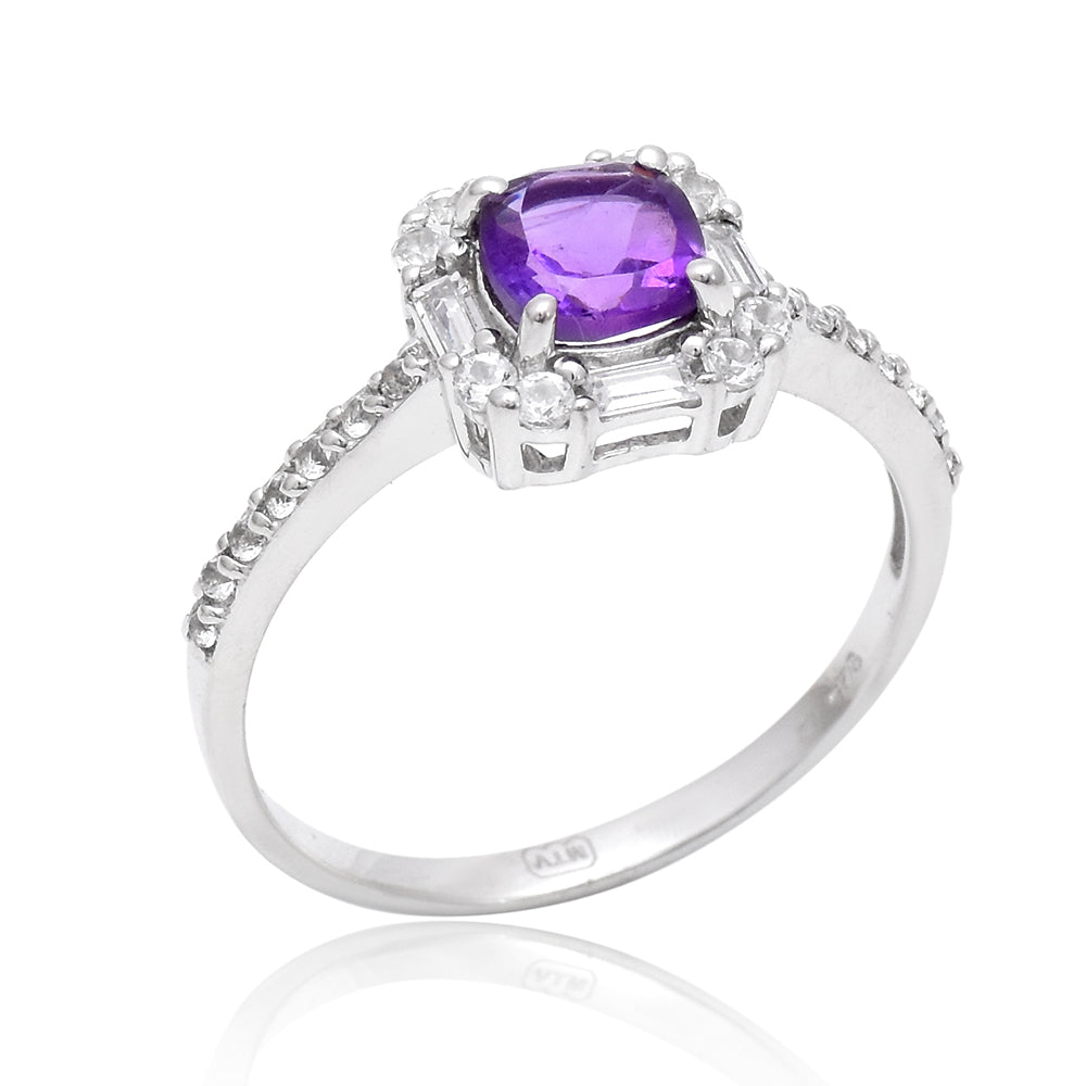 Strieborný Prsteň s Marockým Ametystom a Bielym Topásom