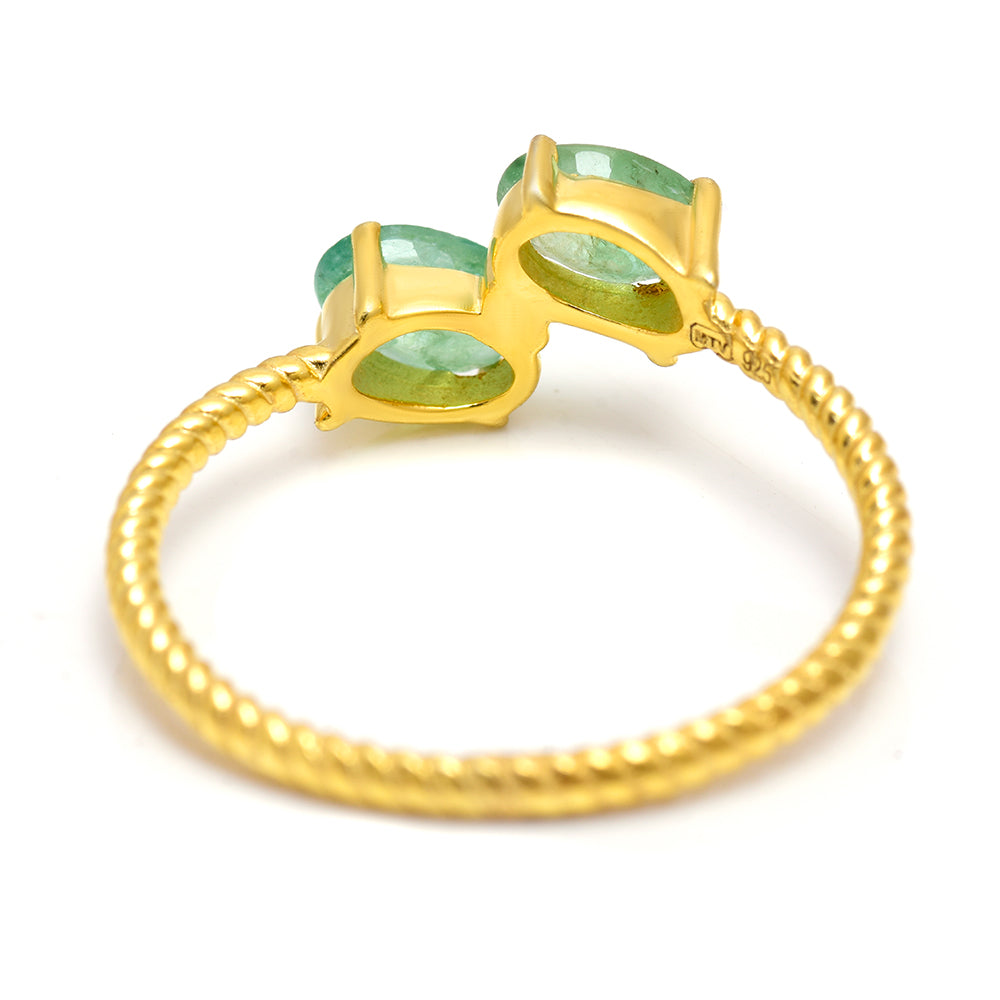 Pozlátený Strieborný Prsteň s Brazílskym Smaragdom 2 