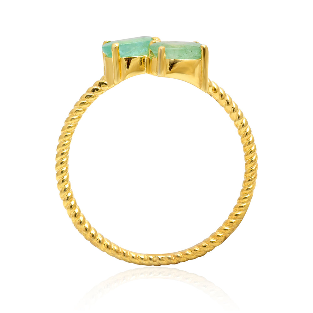 Pozlátený Strieborný Prsteň s Brazílskym Smaragdom 3 