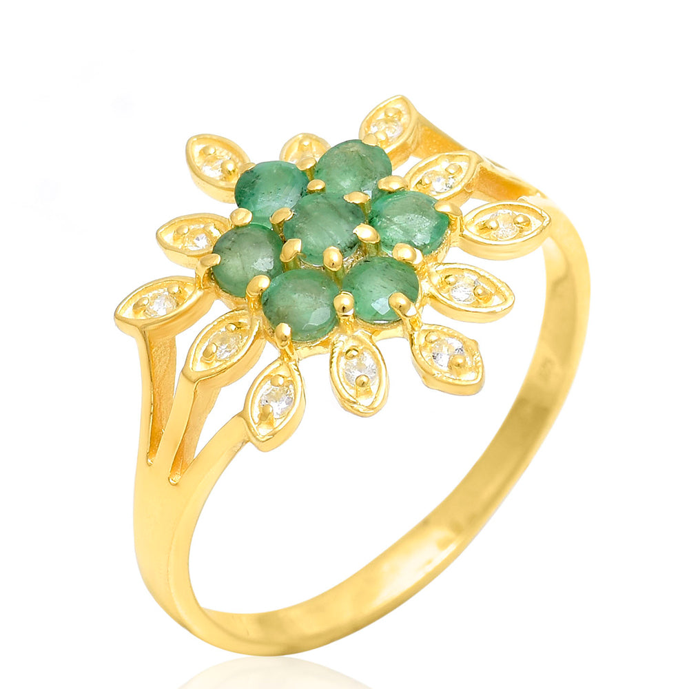 Pozlátený Strieborný Prsteň s Brazílskym Smaragdom a Bielym Topásom 3 