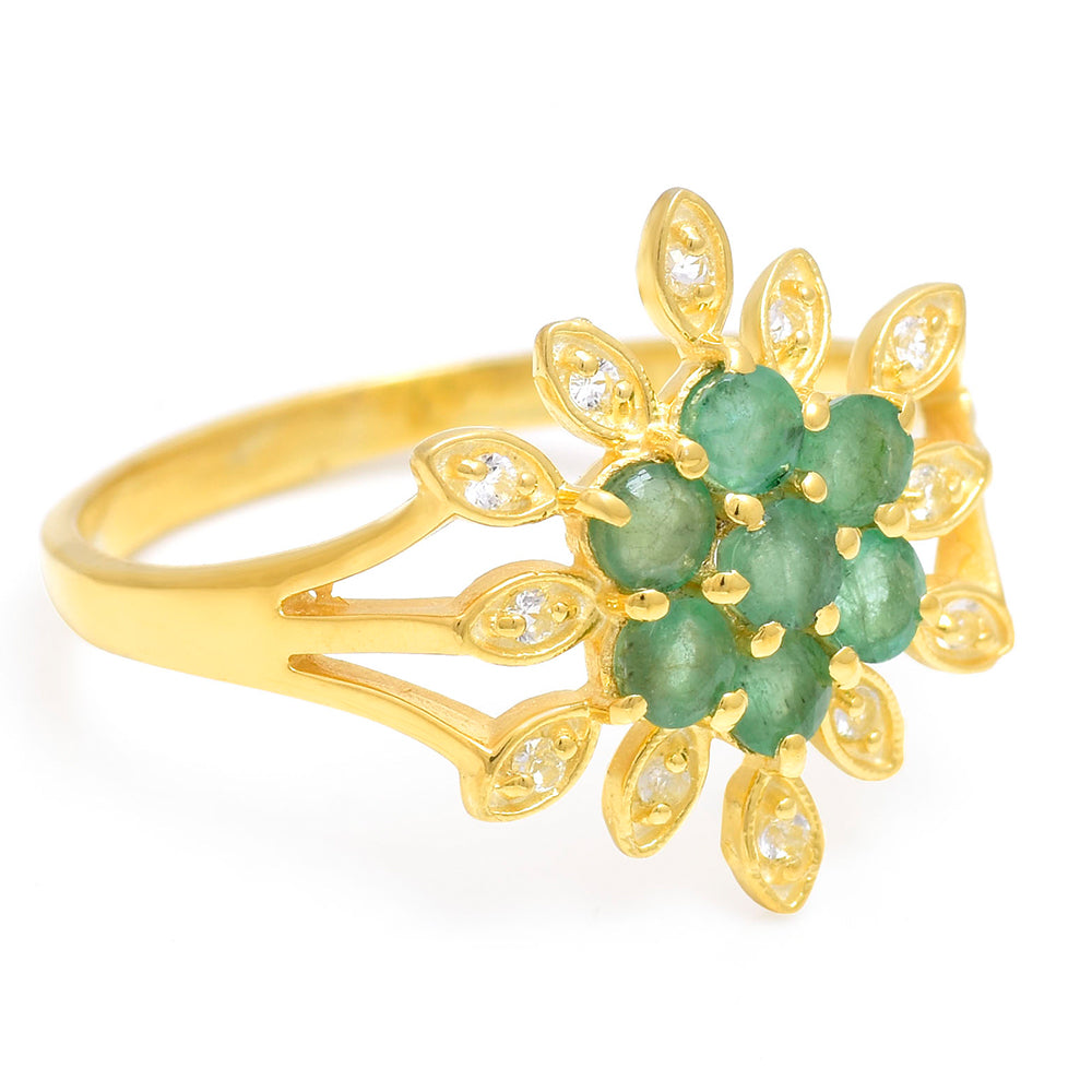 Pozlátený Strieborný Prsteň s Brazílskym Smaragdom a Bielym Topásom 6 