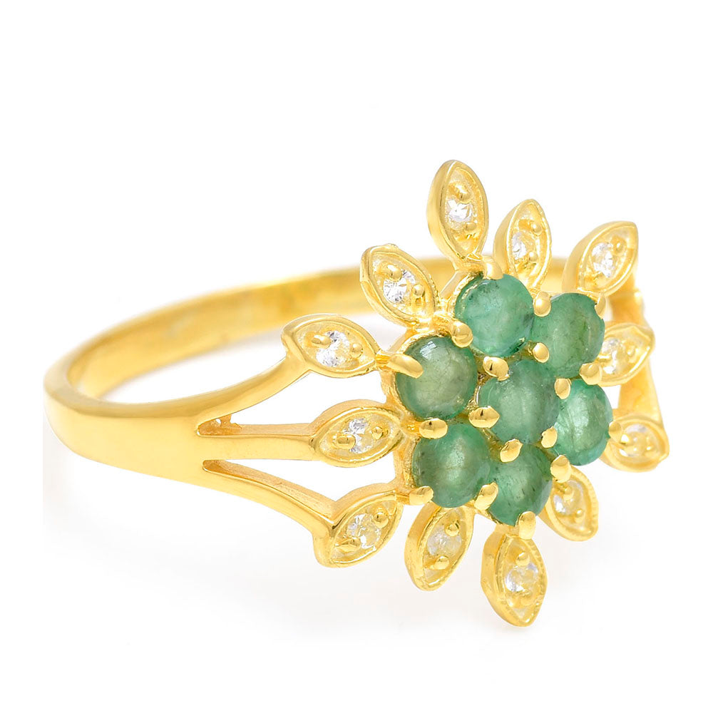 Pozlátený Strieborný Prsteň s Brazílskym Smaragdom a Bielym Topásom 4 