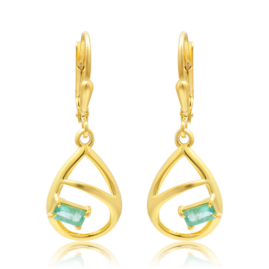 Pozlátené Strieborné Náušnice s Brazílskym Smaragdom
