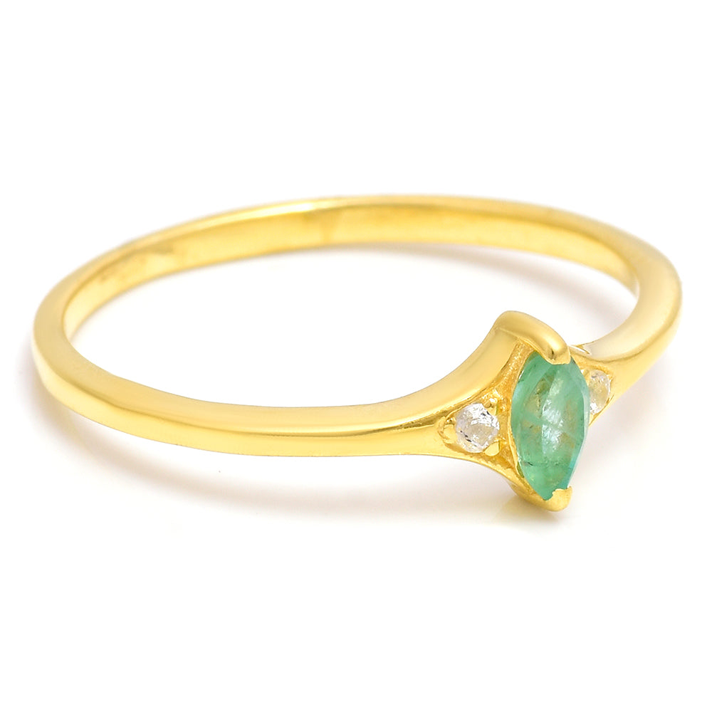 Pozlátený Strieborný Prsteň s Brazílskym Smaragdom a Bielym Topásom 2 