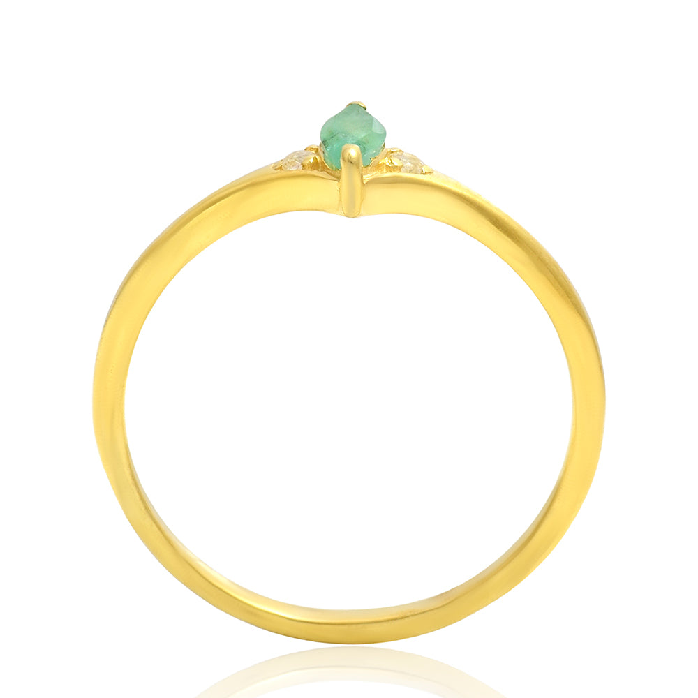 Pozlátený Strieborný Prsteň s Brazílskym Smaragdom a Bielym Topásom