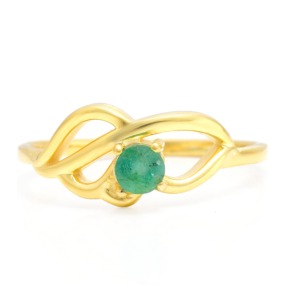Pozlátený Strieborný Prsteň s Brazílskym Smaragdom 5 