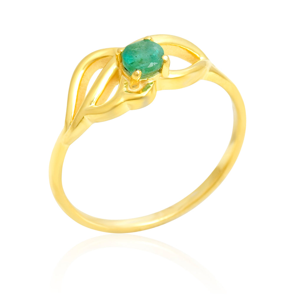 Pozlátený Strieborný Prsteň s Brazílskym Smaragdom