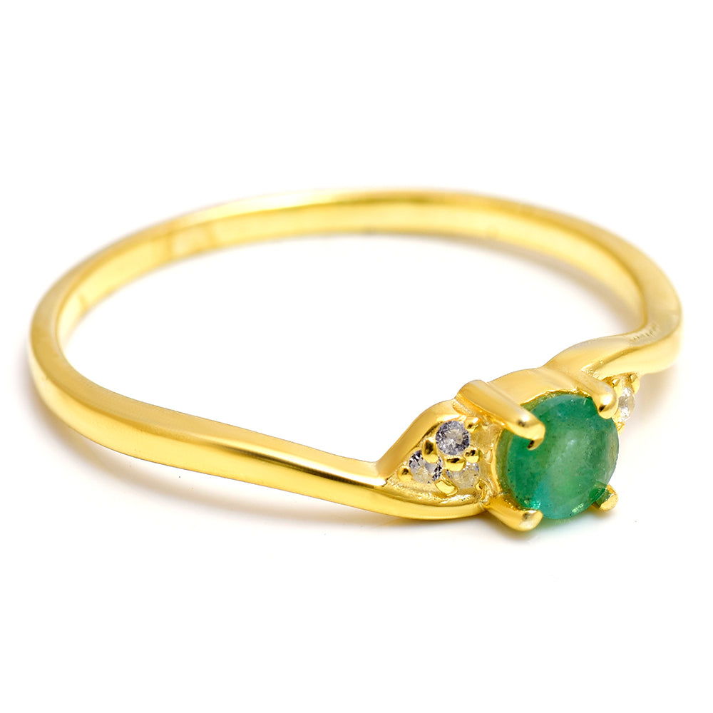Pozlátený Strieborný Prsteň s Brazílskym Smaragdom a Bielym Topásom 2 