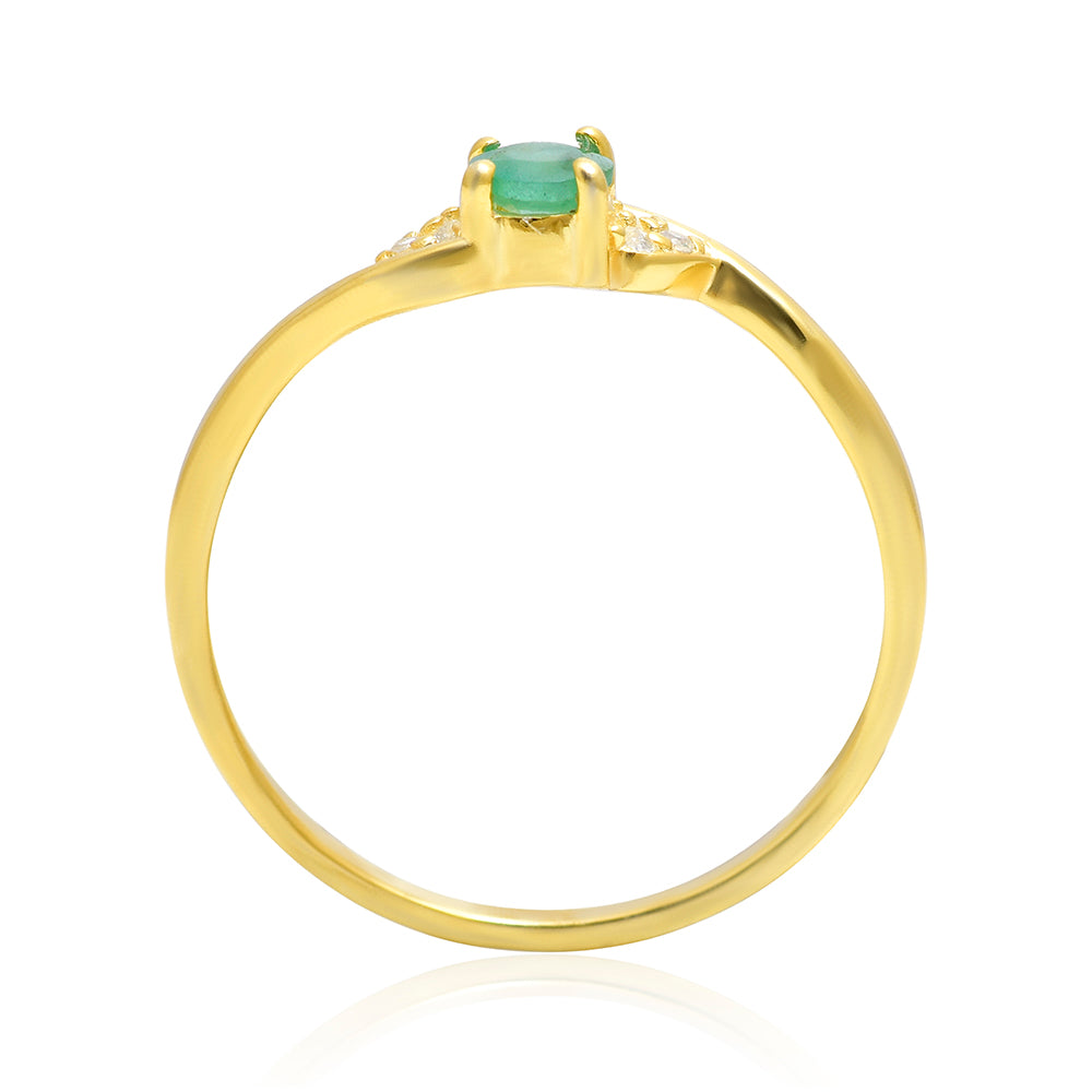 Pozlátený Strieborný Prsteň s Brazílskym Smaragdom a Bielym Topásom 3 