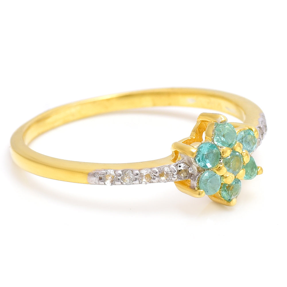 Pozlátený Strieborný Prsteň s Brazílskym Smaragdom a Bielym Topásom 2 