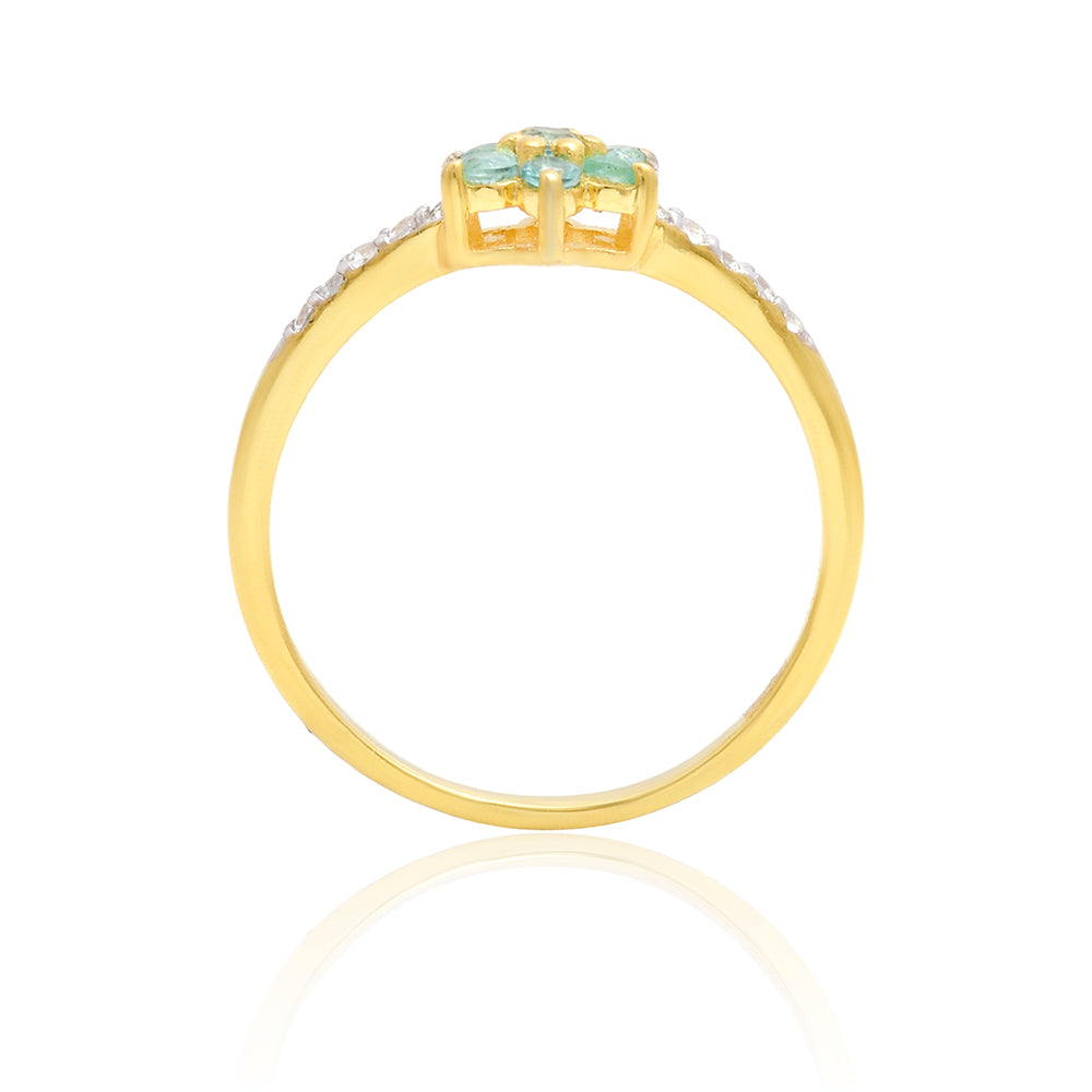 Pozlátený Strieborný Prsteň s Brazílskym Smaragdom a Bielym Topásom