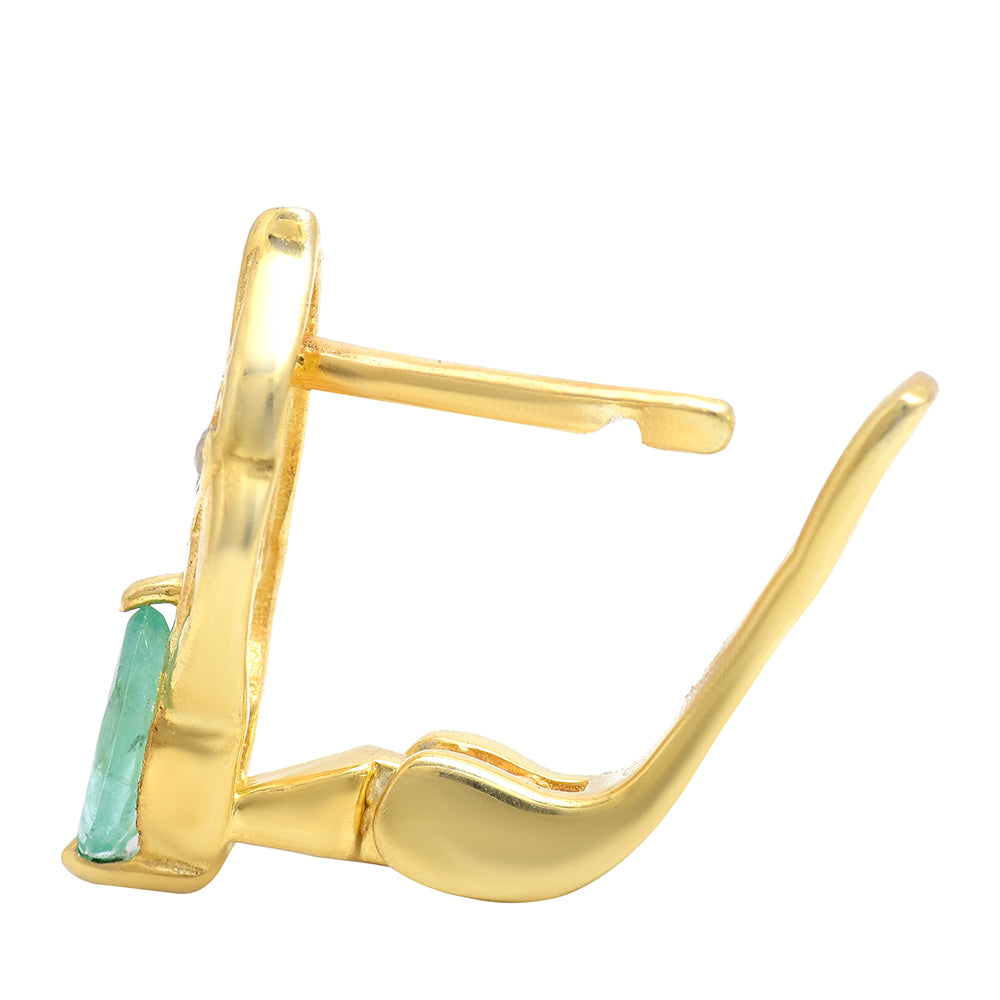 Pozlátené Strieborné Náušnice s Brazílskym Smaragdom a Bielym Topásom 11 