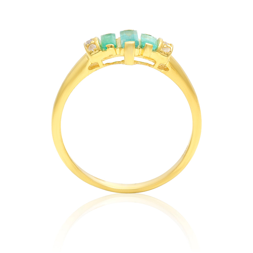 Pozlátený Strieborný Prsteň s Brazílskym Smaragdom a Bielym Topásom 7 