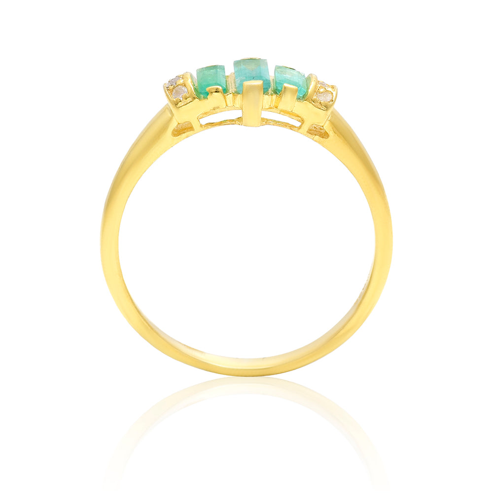 Pozlátený Strieborný Prsteň s Brazílskym Smaragdom a Bielym Topásom 4 